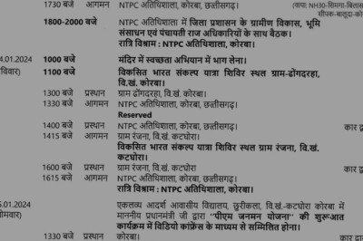 केंद्रीय मंत्री गिरिराज सिंह का कोरबा दौरा, जाने मिनट-टू-मिनट का पूरा कार्यक्रम